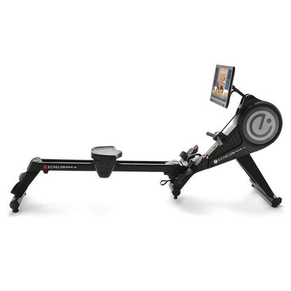 Echelon Row-7S Rowing Machine featuring a sleek design with a digital display, comfortable seat, and adjustable footrests.