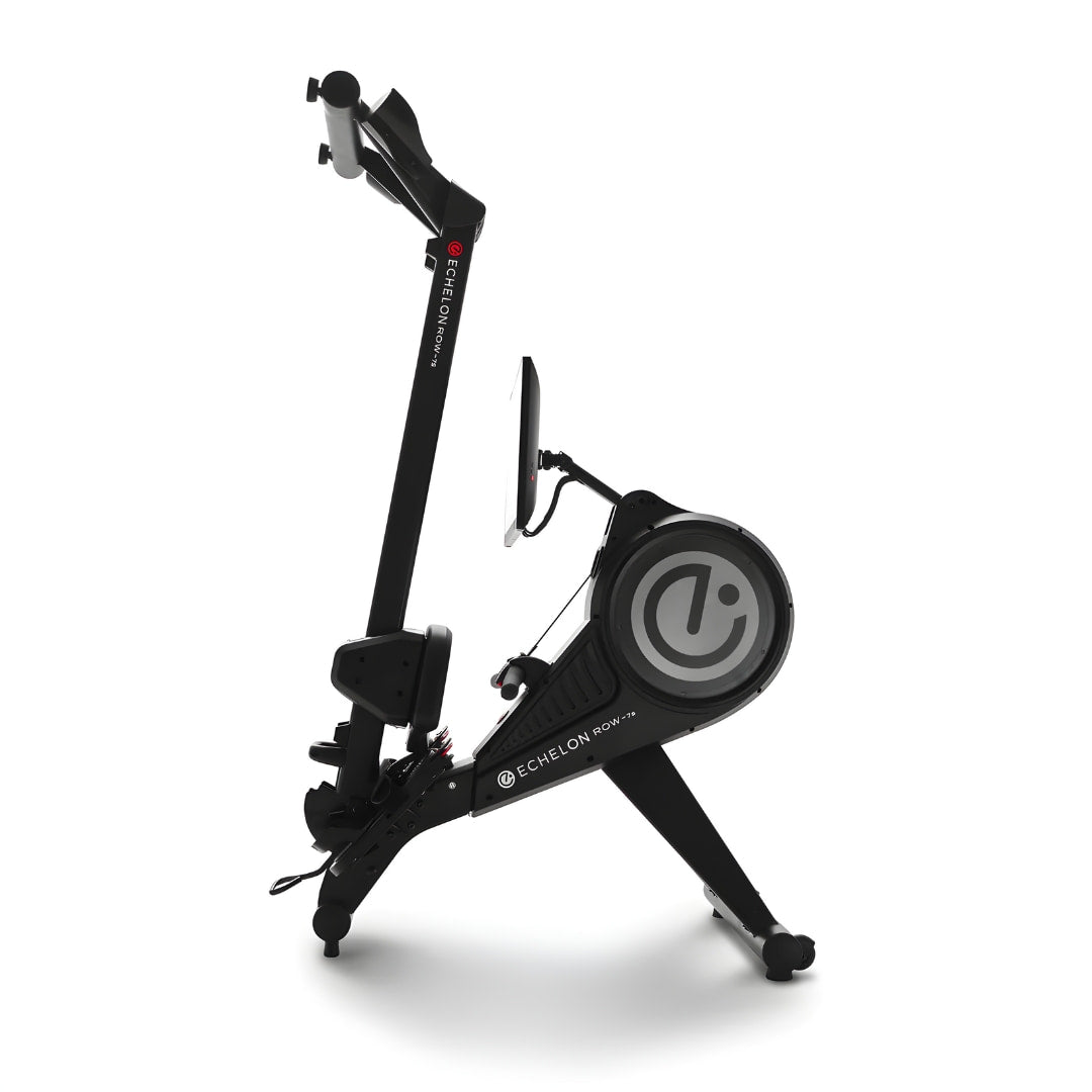 Echelon Row-7S Rowing Machine displayed in a side view, showcasing its sleek design and features.