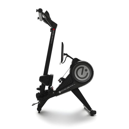 Echelon Row-7S Rowing Machine displayed in a side view, showcasing its sleek design and features.