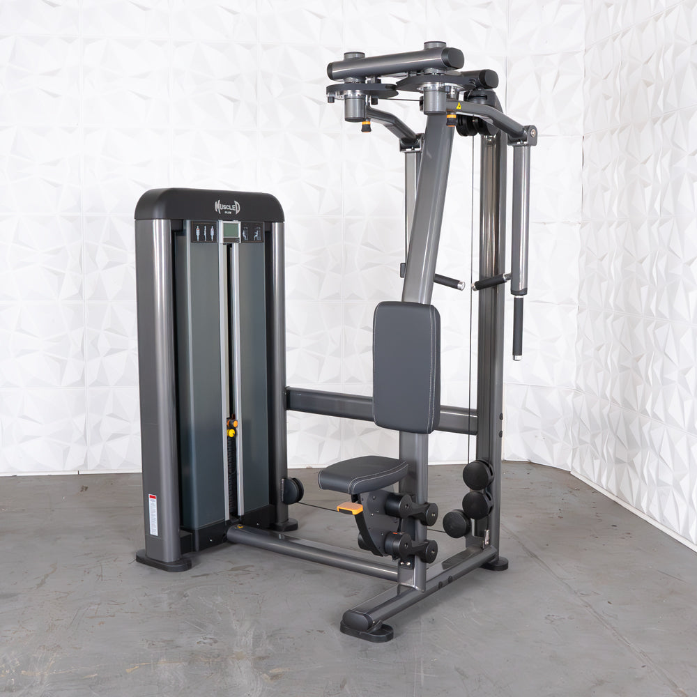Elite-Plus Pec/Rear Delt multi-gym with weight stacks and bench.