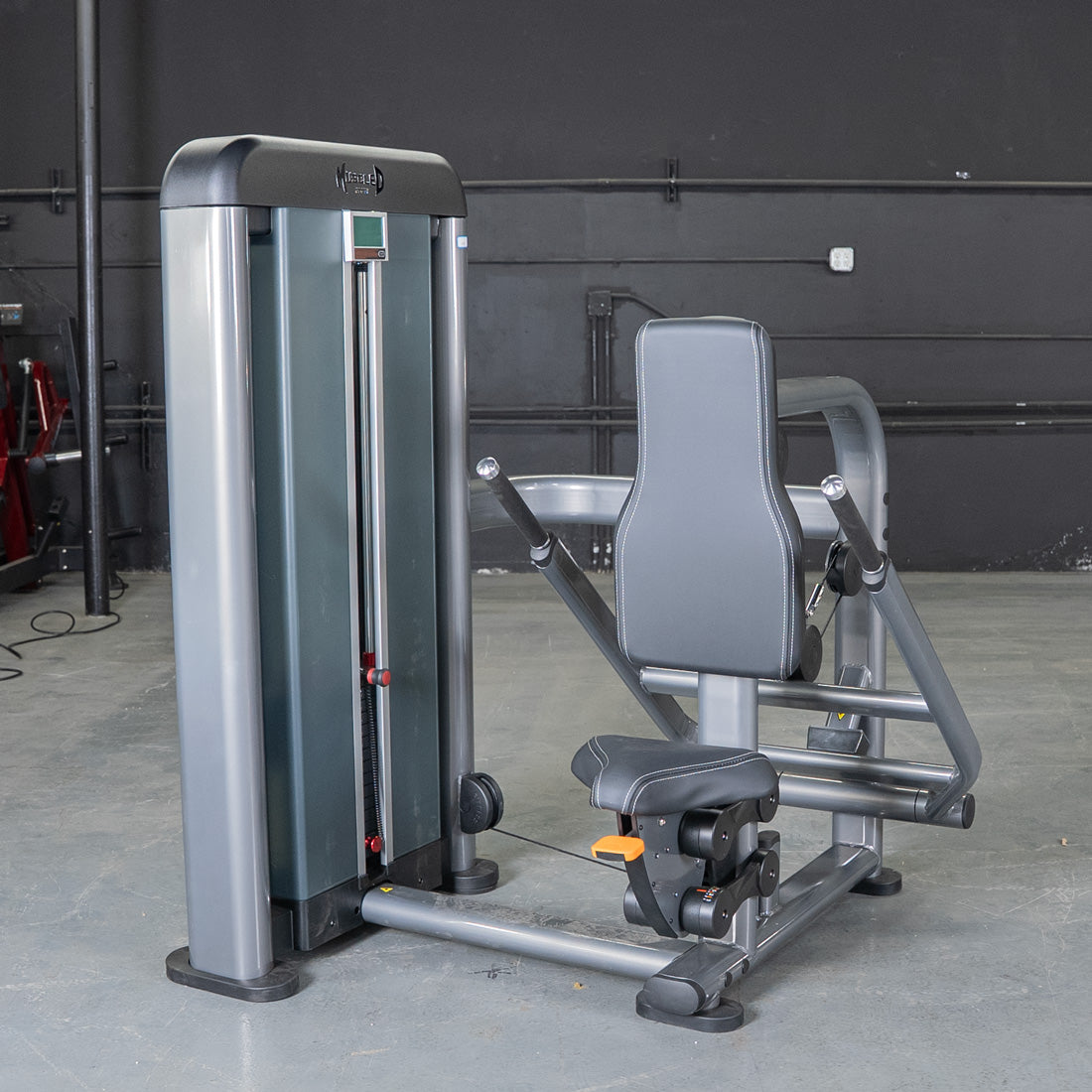 Elite Plus Triceps Press machine in a gym with gray padding.