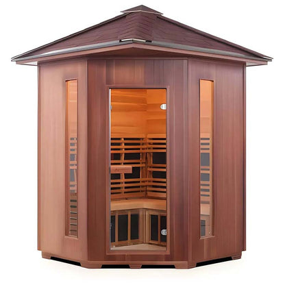 octagonal-cedar-sauna-with-glass-doors-and-wooden-bench-interior