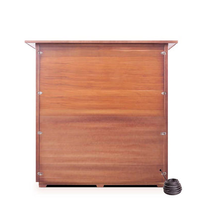 Wooden bee hive box with natural finish and metal fasteners.