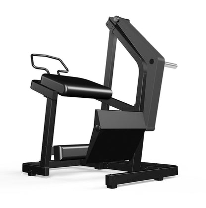 Glute kick machine with padded seat and ankle pad, black workout equipment.
