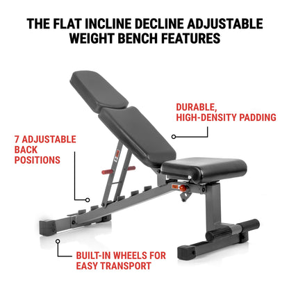 XMARK Ox Series Adjustable Flat, Incline, Decline Weight Bench