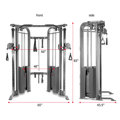 XMARK Functional Trainer Cable Machine with 200 lb Weight Stacks and Adjustable Weight Bench