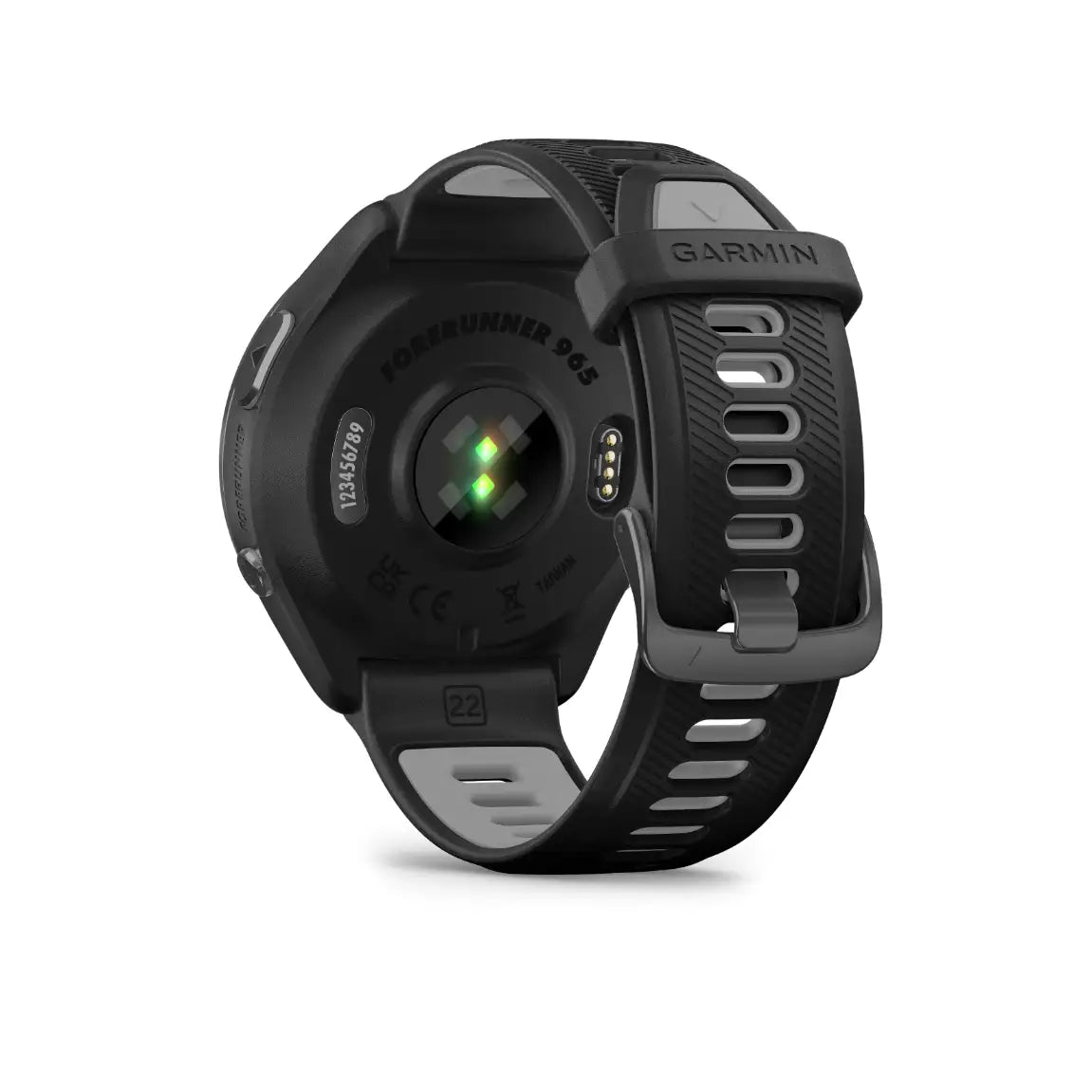 Forerunner 965 Carbon Gray DLC / black case – side profile of AMOLED running watch