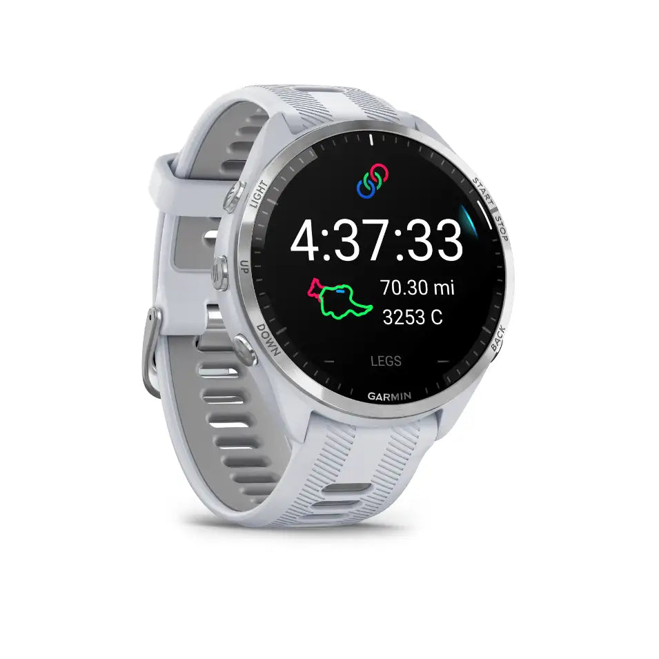 Garmin Forerunner 965 Whitestone – side profile highlighting slim case