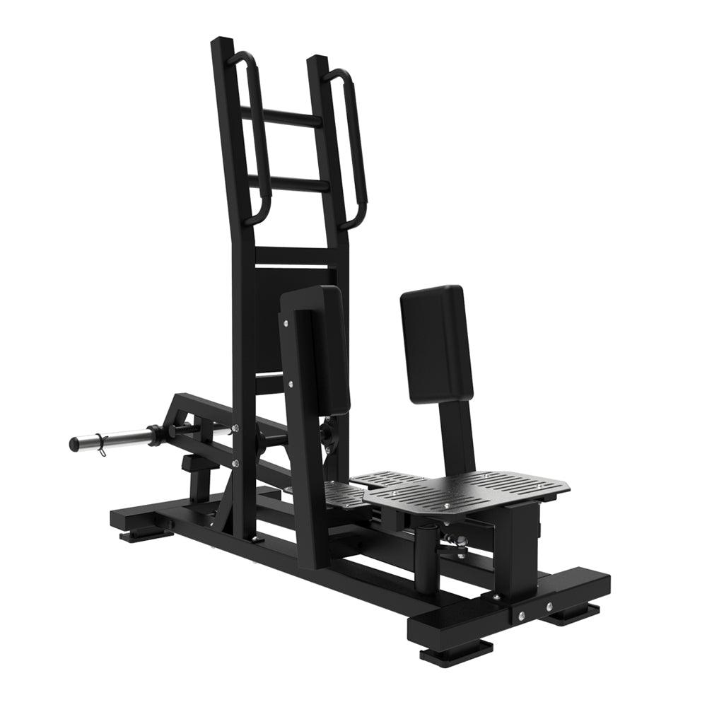 GC-5063 standing abductor gym machine with leg pad and upright rails.