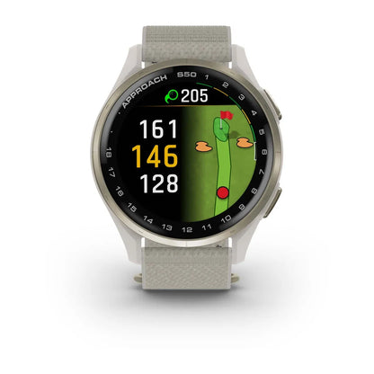 Garmin Approach S50 Cream Gold – three‑quarter front (view 2)