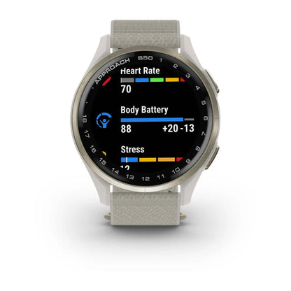 Garmin Approach S50 Cream Gold – angled hero (view 3)
