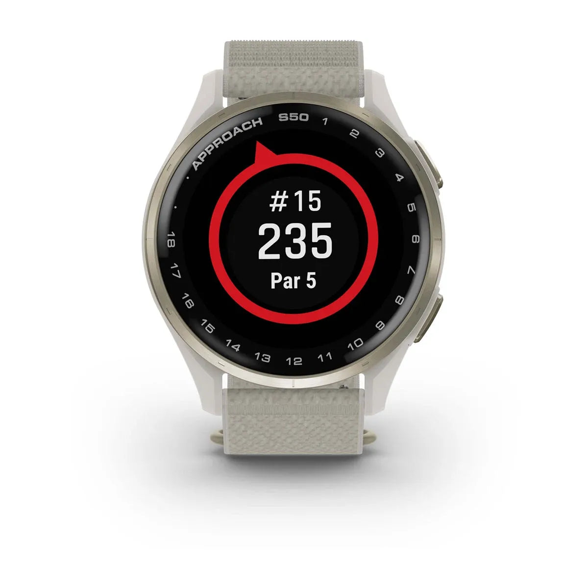 Garmin Approach S50 Cream Gold – bezel/detail macro (view 4)