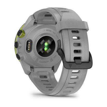 Back view of the Garmin Approach S70 golf watch, showcasing the sensors and strap design.