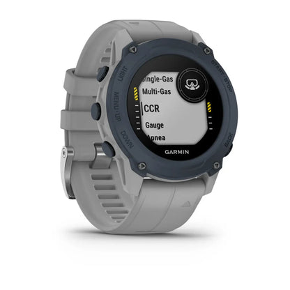 Garmin Descent G1 dive watch displaying various diving modes including Single-Gas, Multi-Gas, CCR, Gauge, and Apnea.