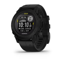 Garmin Descent G1 Solar smartwatch displaying time and diving metrics on a black background.