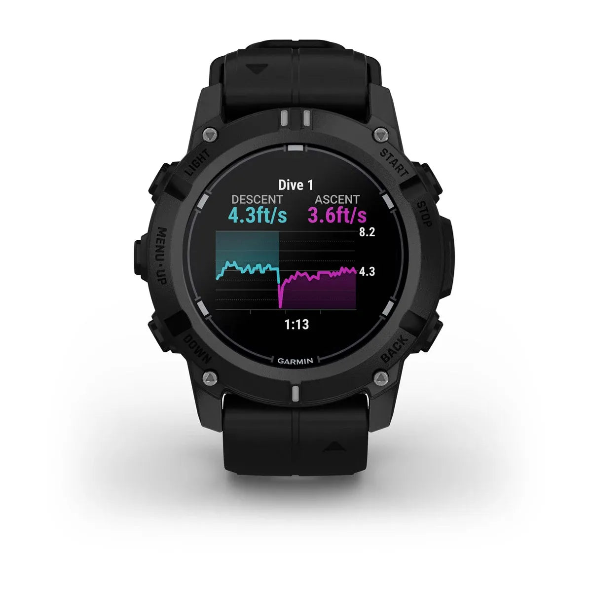Garmin Descent G2 Black – rear sensor and charging contacts close‑up (view 10)