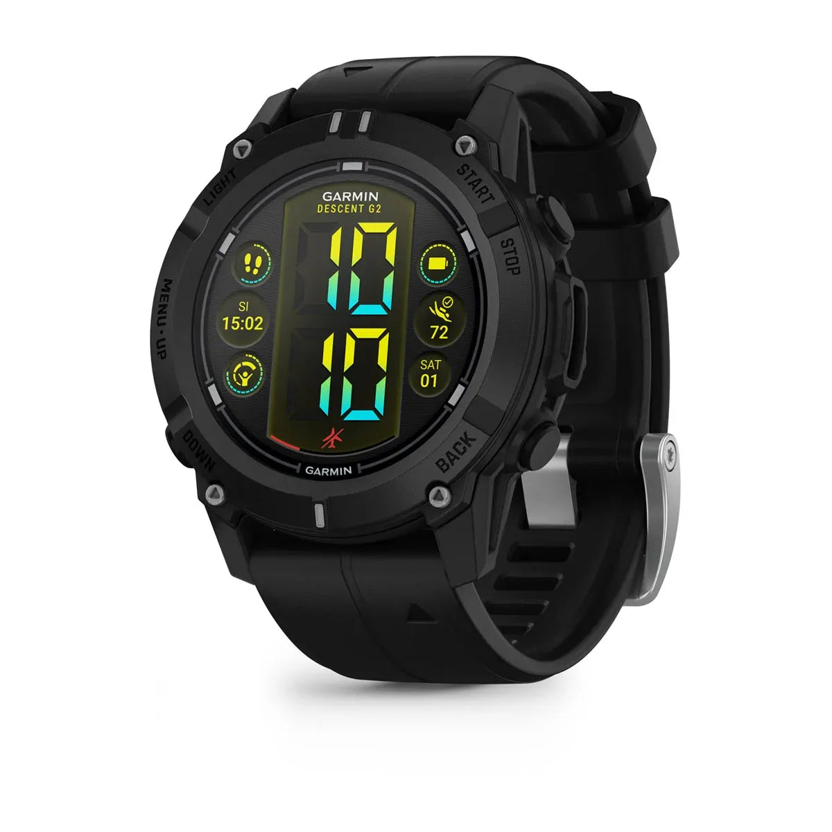 Garmin Descent G2 Black – side profile of dive watch with buttons (view 8)