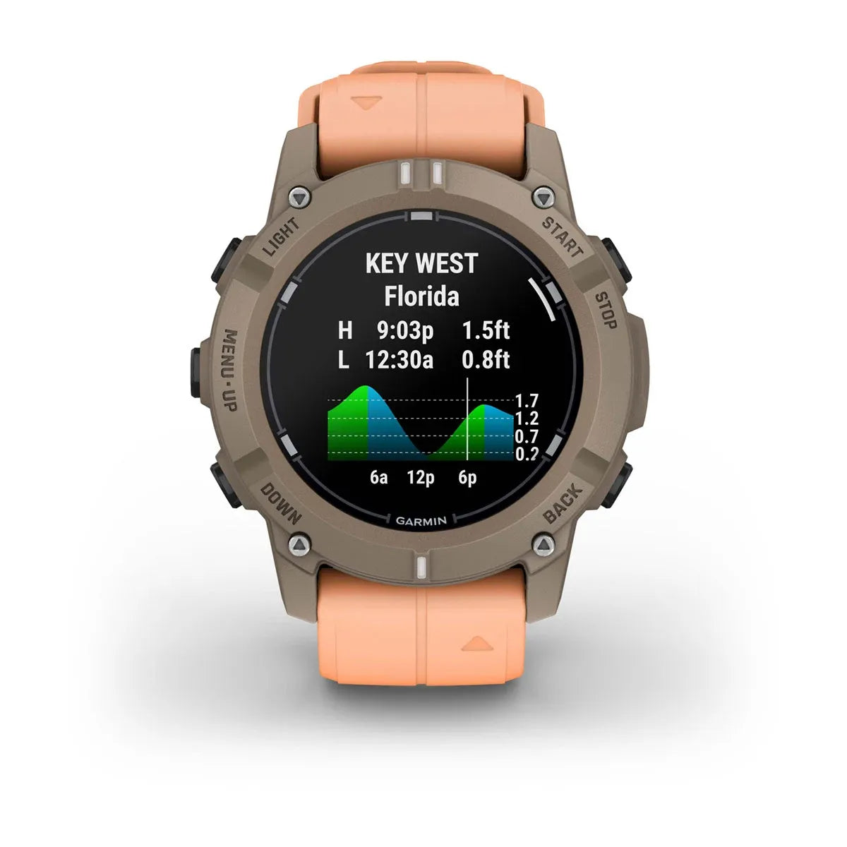 Garmin Descent G2 Paloma – strap and buckle hardware close‑up