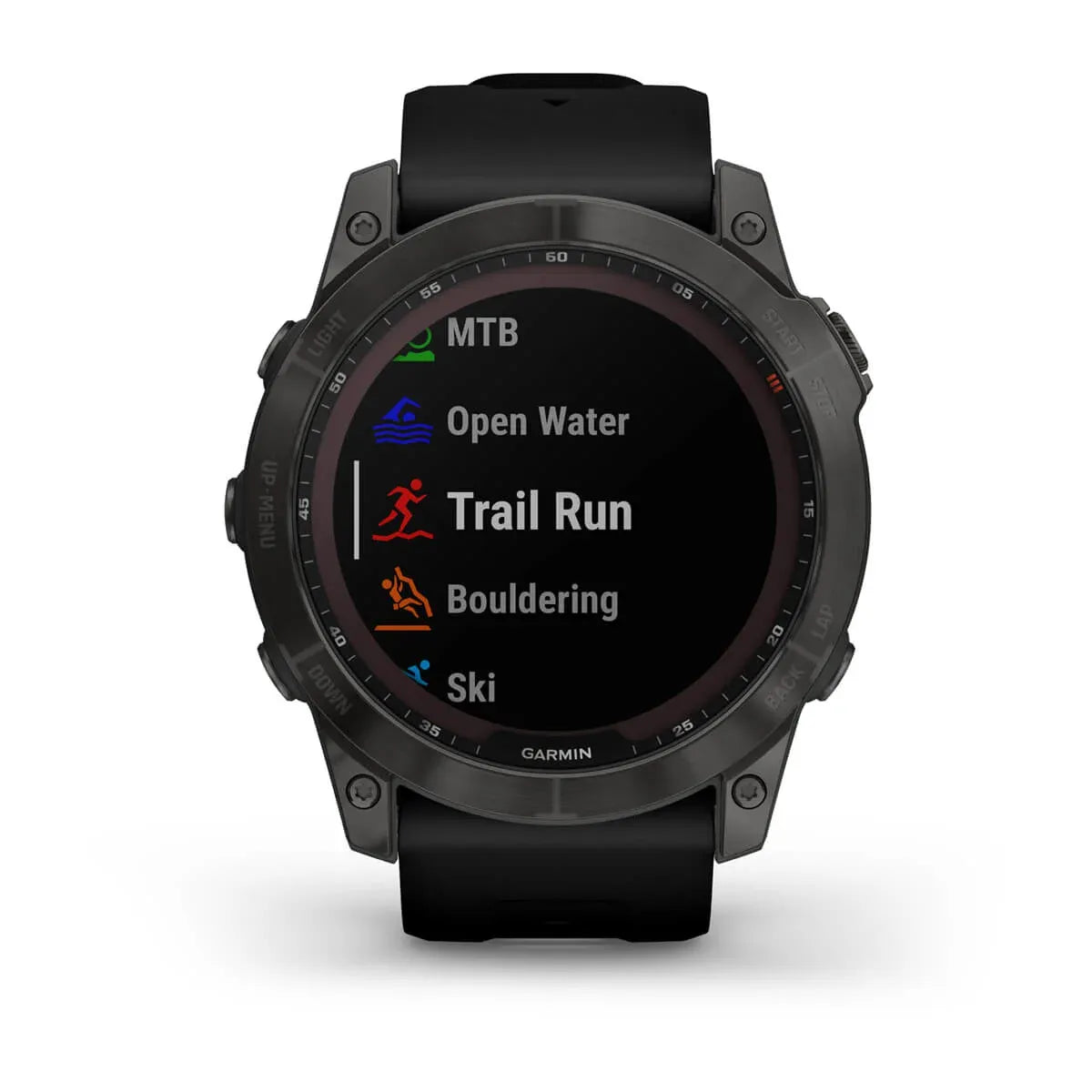 Garmin fēnix 7X Sapphire Solar – side profile of titanium case