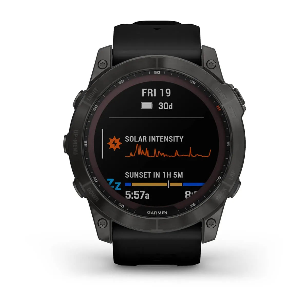 Garmin fēnix 7X Sapphire Solar – straight-on dial hero