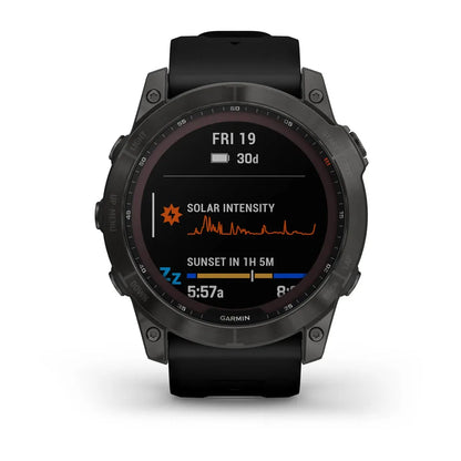 Garmin fēnix 7X Sapphire Solar – straight-on dial hero
