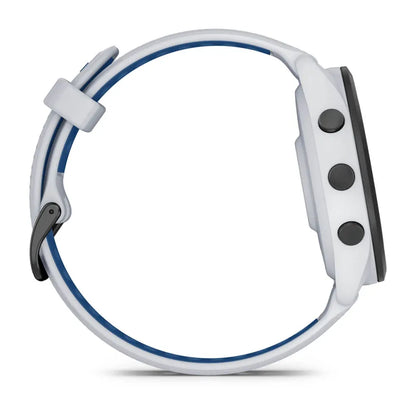 Garmin Forerunner 265 Tidal Blue – flat lay of watch and strap