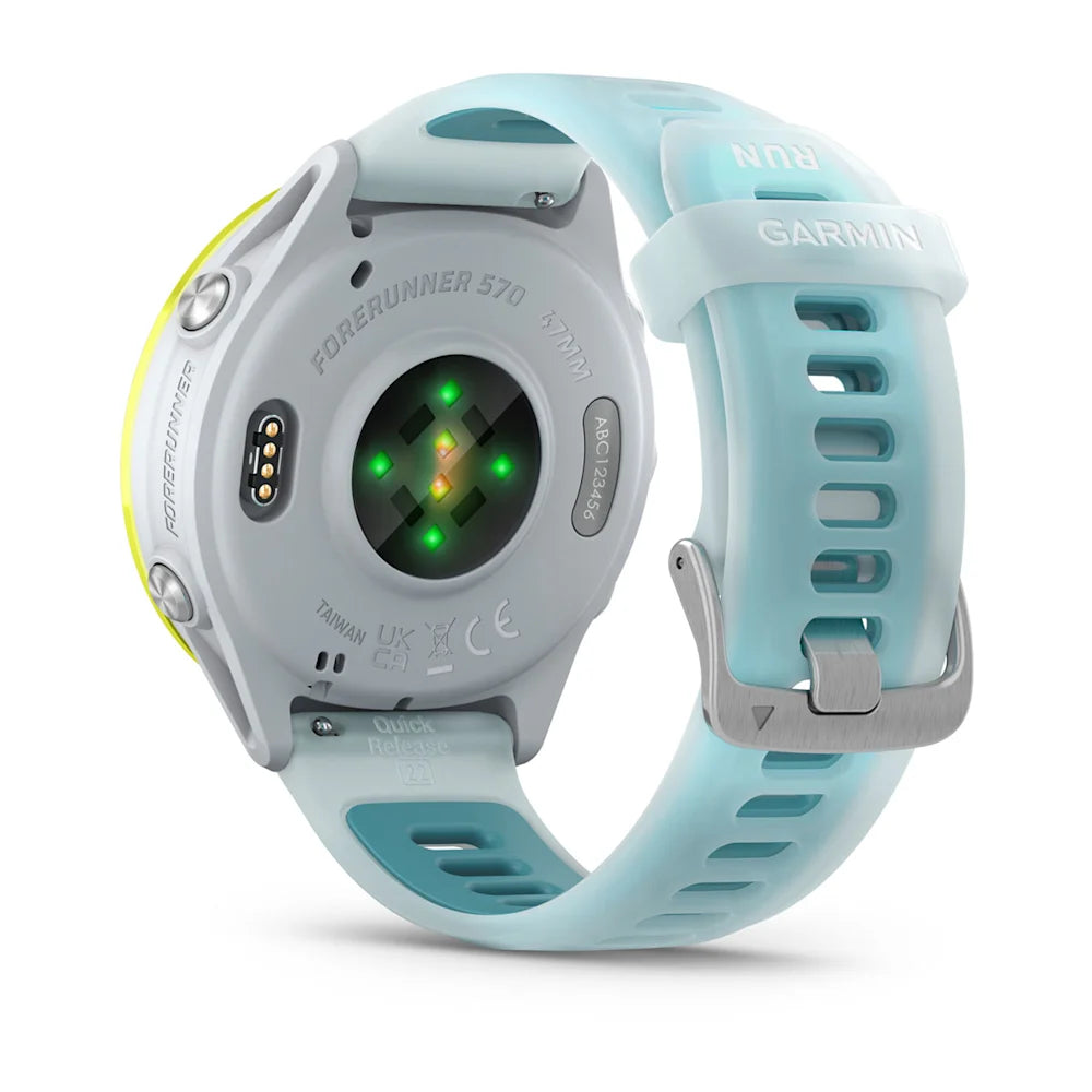 Garmin Forerunner 570 47 mm Amp Yellow – rear sensor and clasp