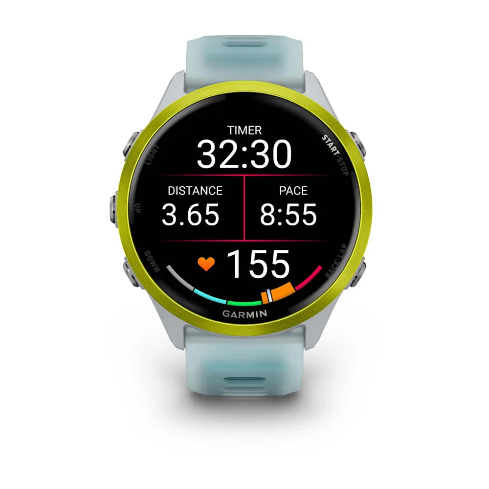 Garmin Forerunner 570 47 mm Amp Yellow – side profile of case