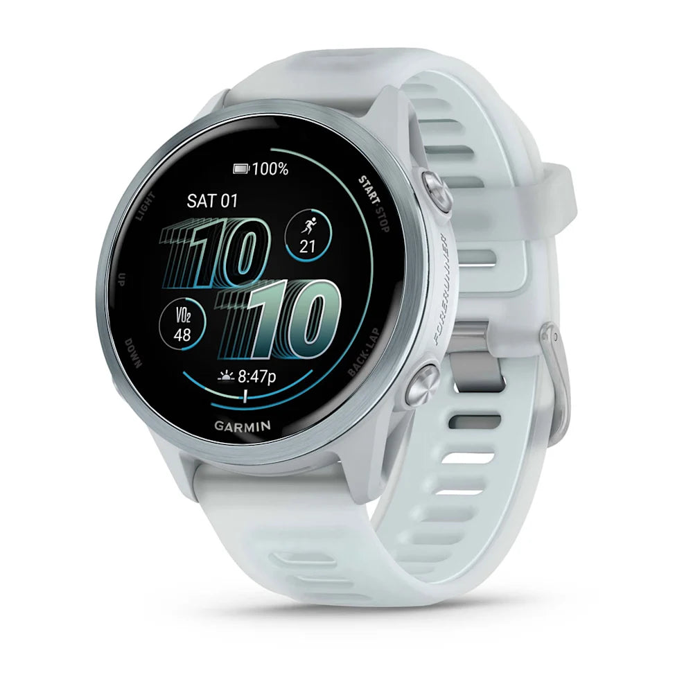 Garmin Forerunner 570 Cloud Blue 42 mm – rear sensor and clasp detail