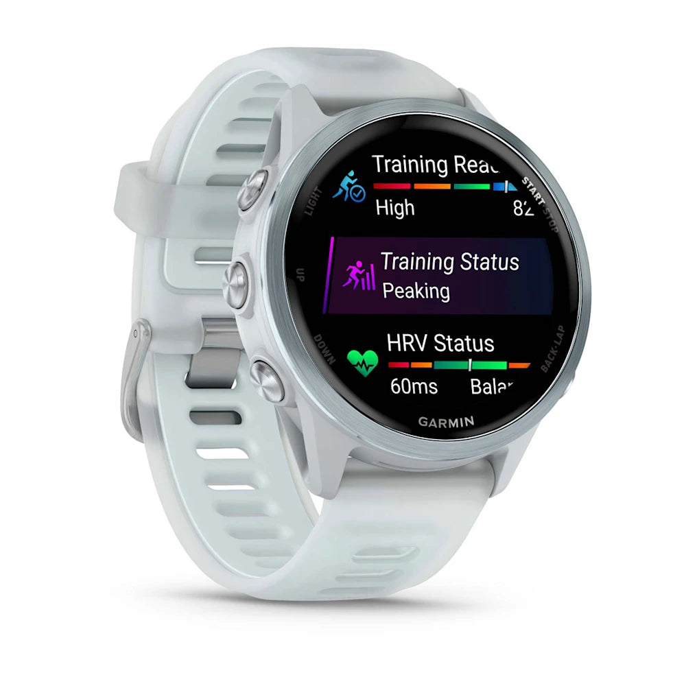 Garmin Forerunner 570 Cloud Blue 42 mm – side profile view