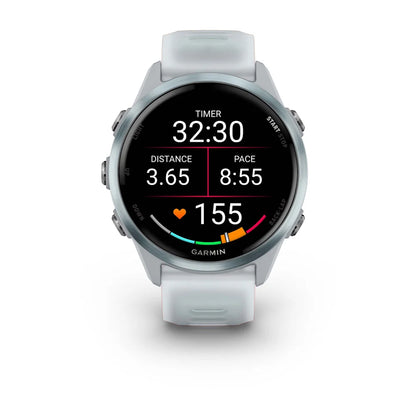 Garmin Forerunner 570 Cloud Blue 42 mm – flat lay of watch and band