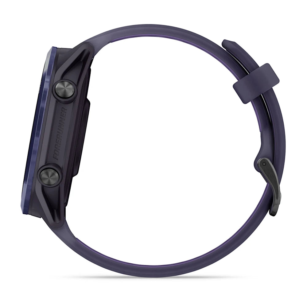 Garmin Forerunner 570 47 mm Indigo – flat lay of watch and band