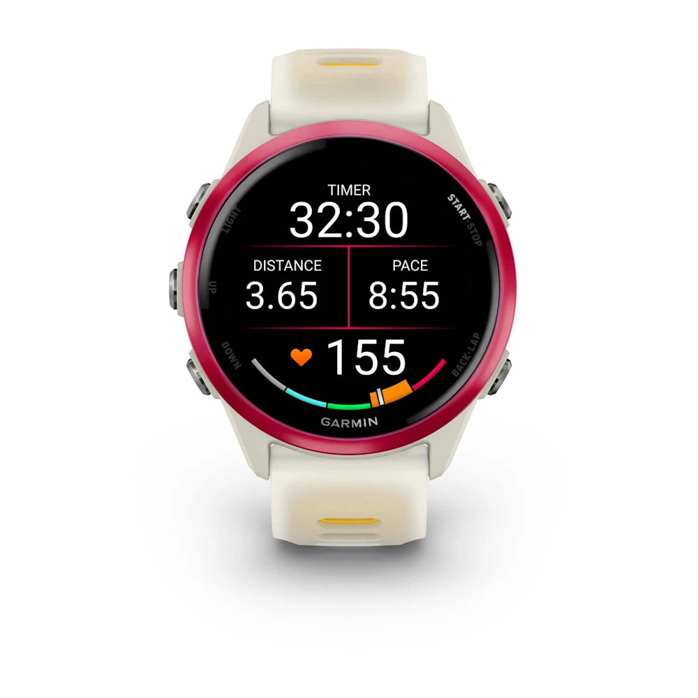 Garmin Forerunner 570 Raspberry 42 mm – strap holes/texture close-up