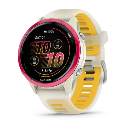 Garmin Forerunner 570 lifestyle – runner checking metrics outdoors