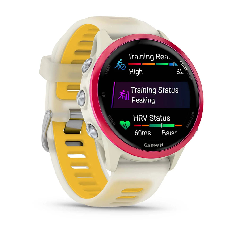 Garmin Forerunner 570 Raspberry 42 mm – side profile of case