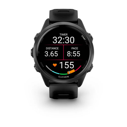 Garmin Forerunner 570 42 mm Slate Gray – hero image on black band