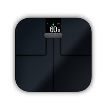 Garmin Index S2 smart scale in black with digital display.