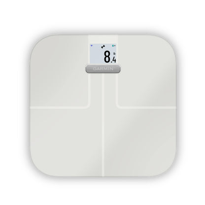 Garmin Index S2 white smart scale with digital display