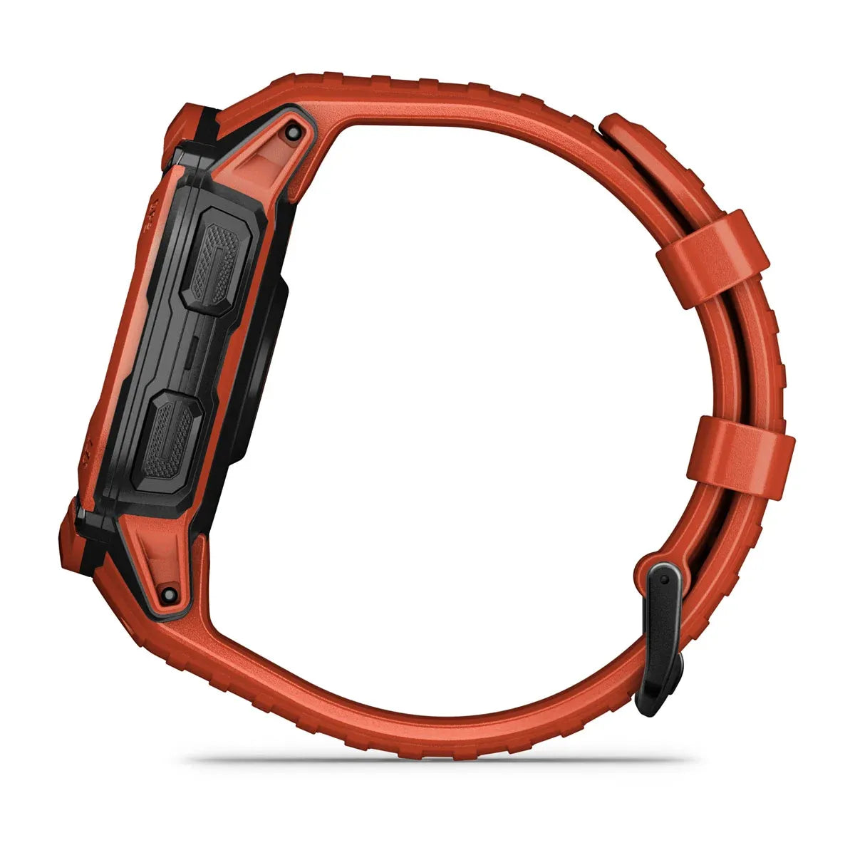 Garmin Instinct 2X Solar Flame Red – clasp and keeper detail close-up