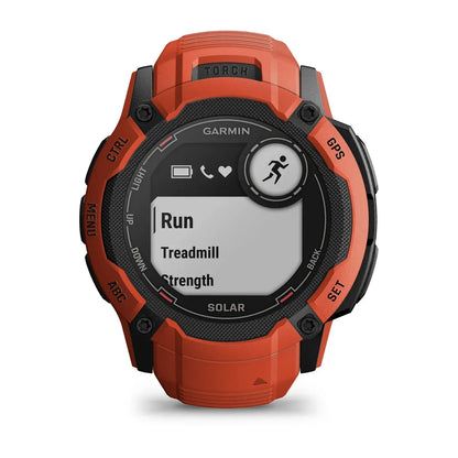 Garmin Instinct 2X Solar Flame Red – strap and buckle hardware detail