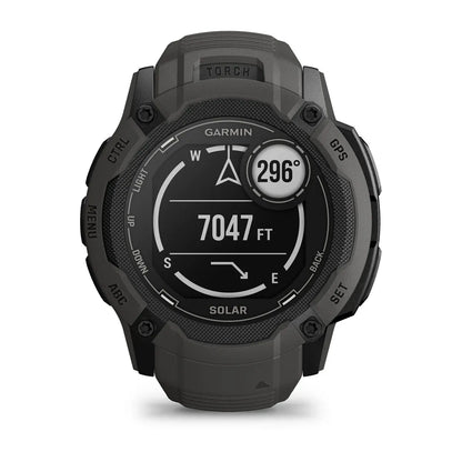 Garmin Instinct 2X Solar Graphite – top-down bezel and lug view