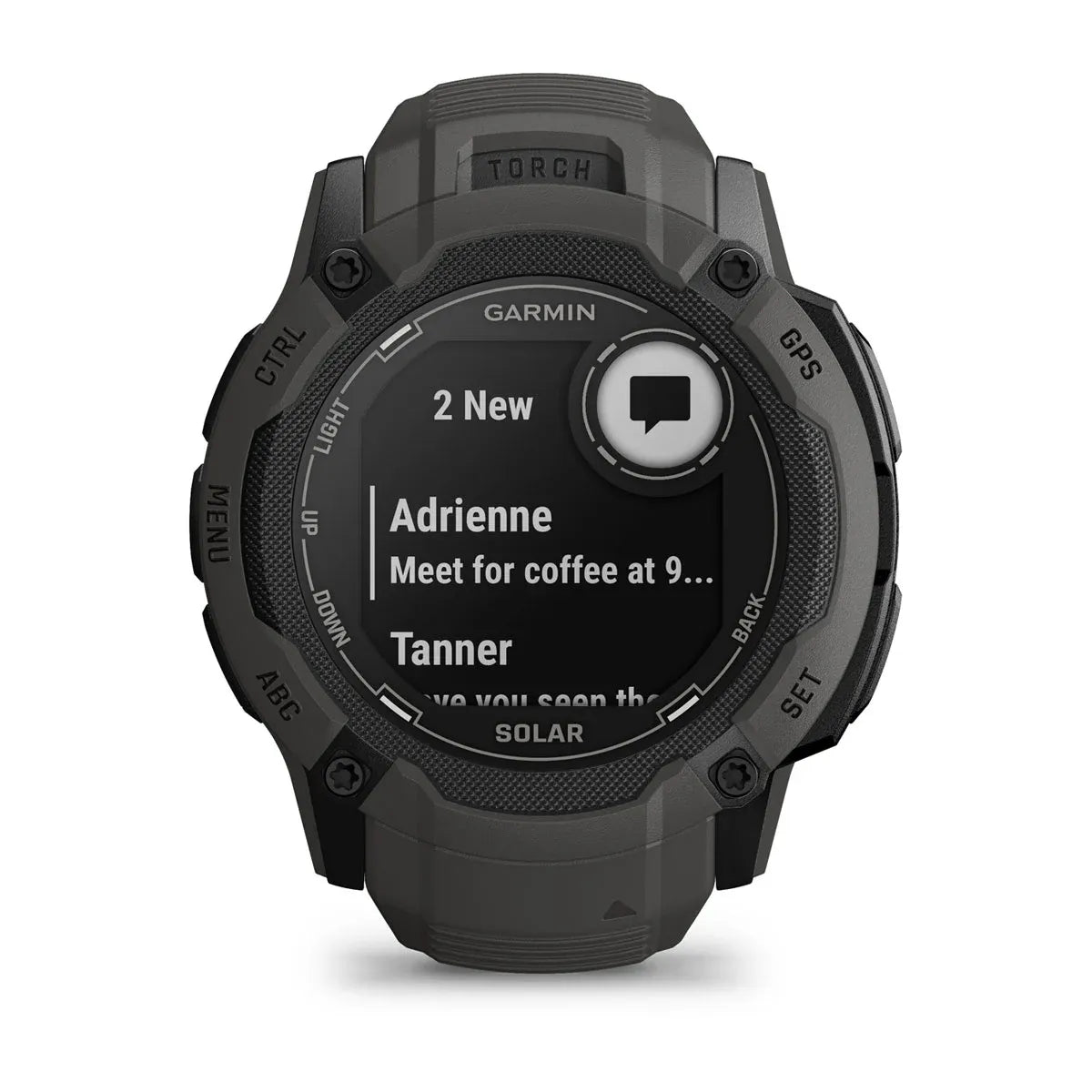Garmin Instinct 2X Solar Graphite – strap/buckle hardware close‑up