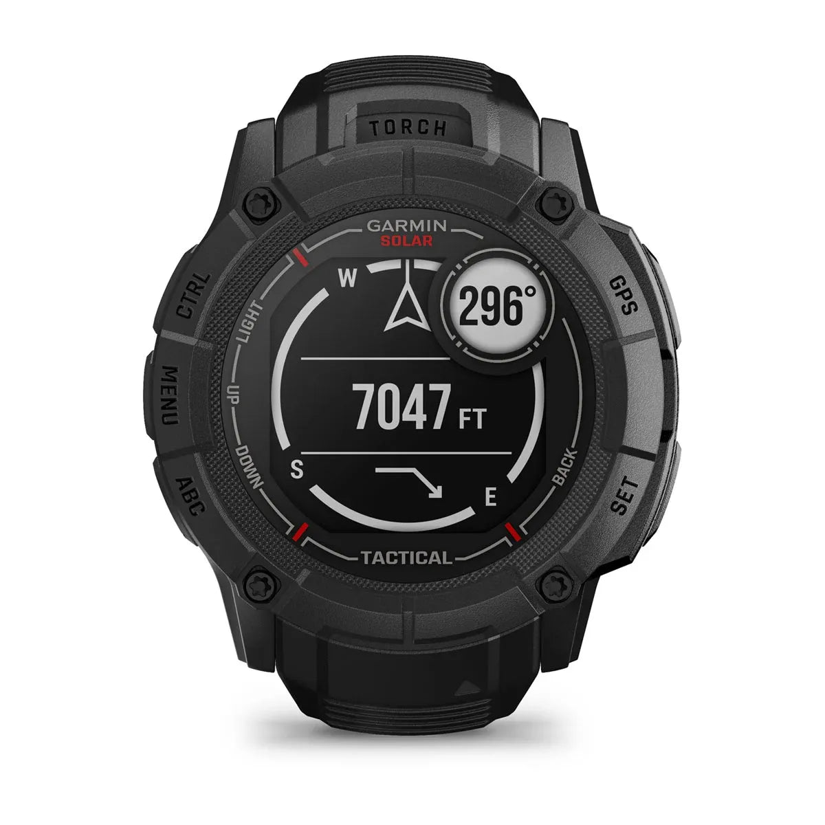 Garmin Instinct 2X Solar Tactical Black – straight-on dial with dual time