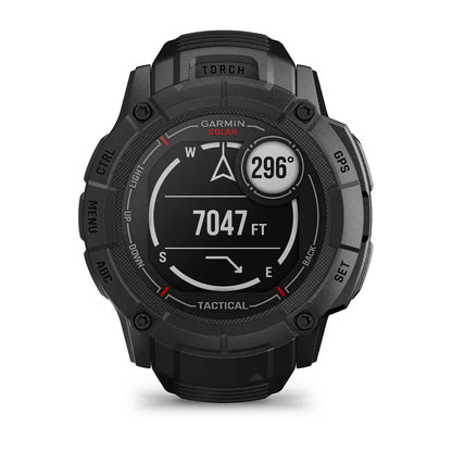 Garmin Instinct 2X Solar Tactical Black – straight-on dial with dual time