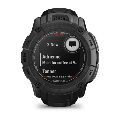 Garmin Instinct 2X Solar Tactical Black – top view of bezel and strap