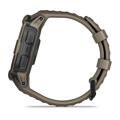 Garmin Instinct 2X Solar Tactical Coyote Tan – flat lay of watch and band