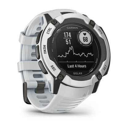 Garmin Instinct 2X Solar Whitestone – front hero view with solar bezel