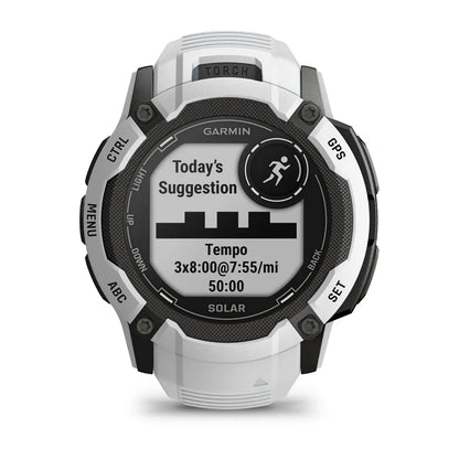 Garmin Instinct 2X Solar Whitestone – top view of watch and band