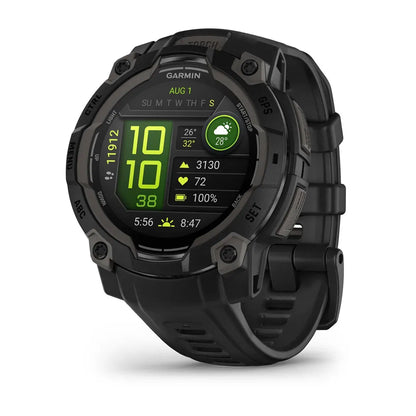 Garmin Instinct 3 AMOLED Black 45 mm – side profile of rugged black case (view 2)