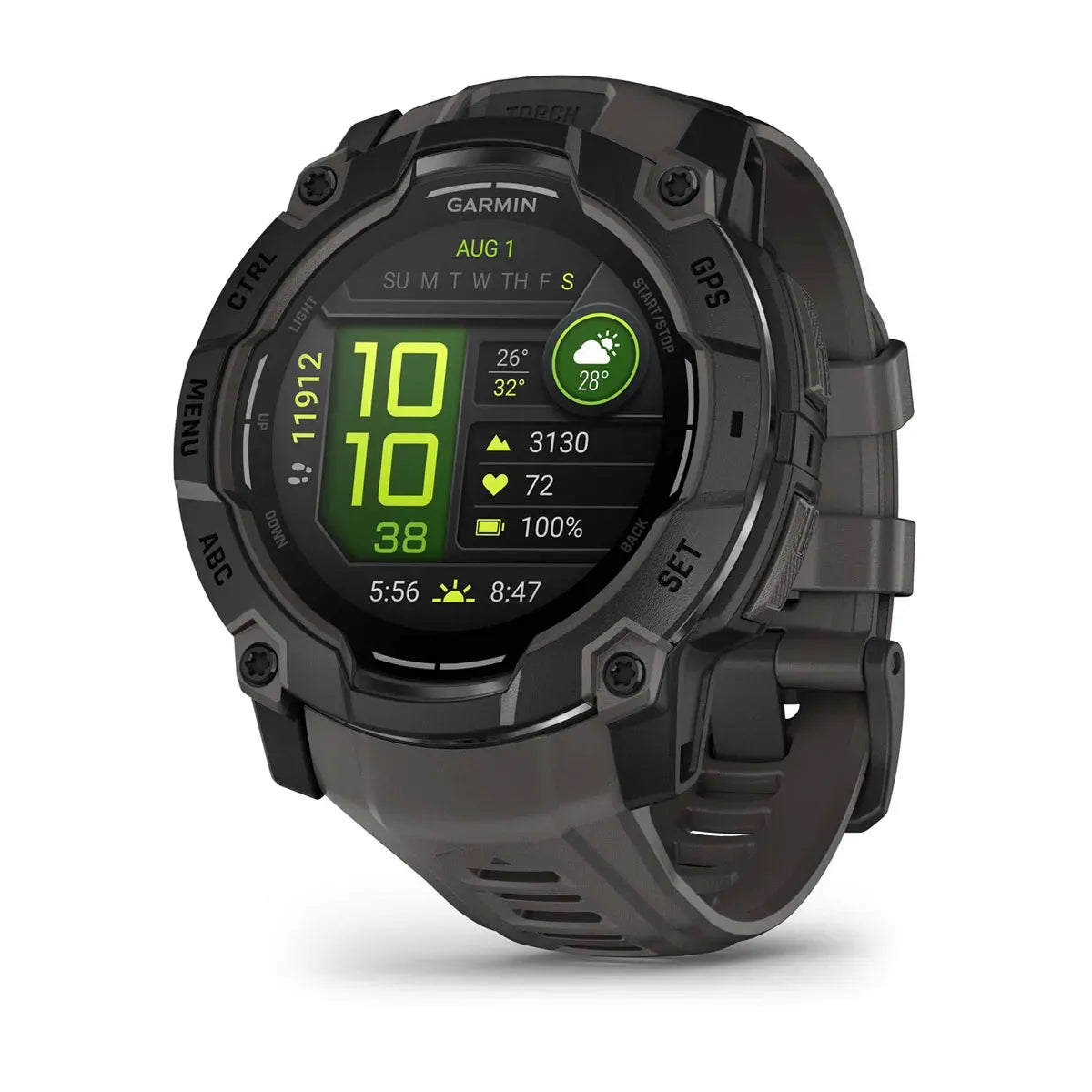 Garmin Instinct 3 AMOLED Black 50 mm – backlight/flashlight feature close‑up (view 10)